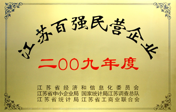 ag亚娱集团荣获2009年度“江苏百强民营企业”